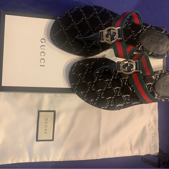 Gucci Black and Green Sandals - Picture 4 of 9